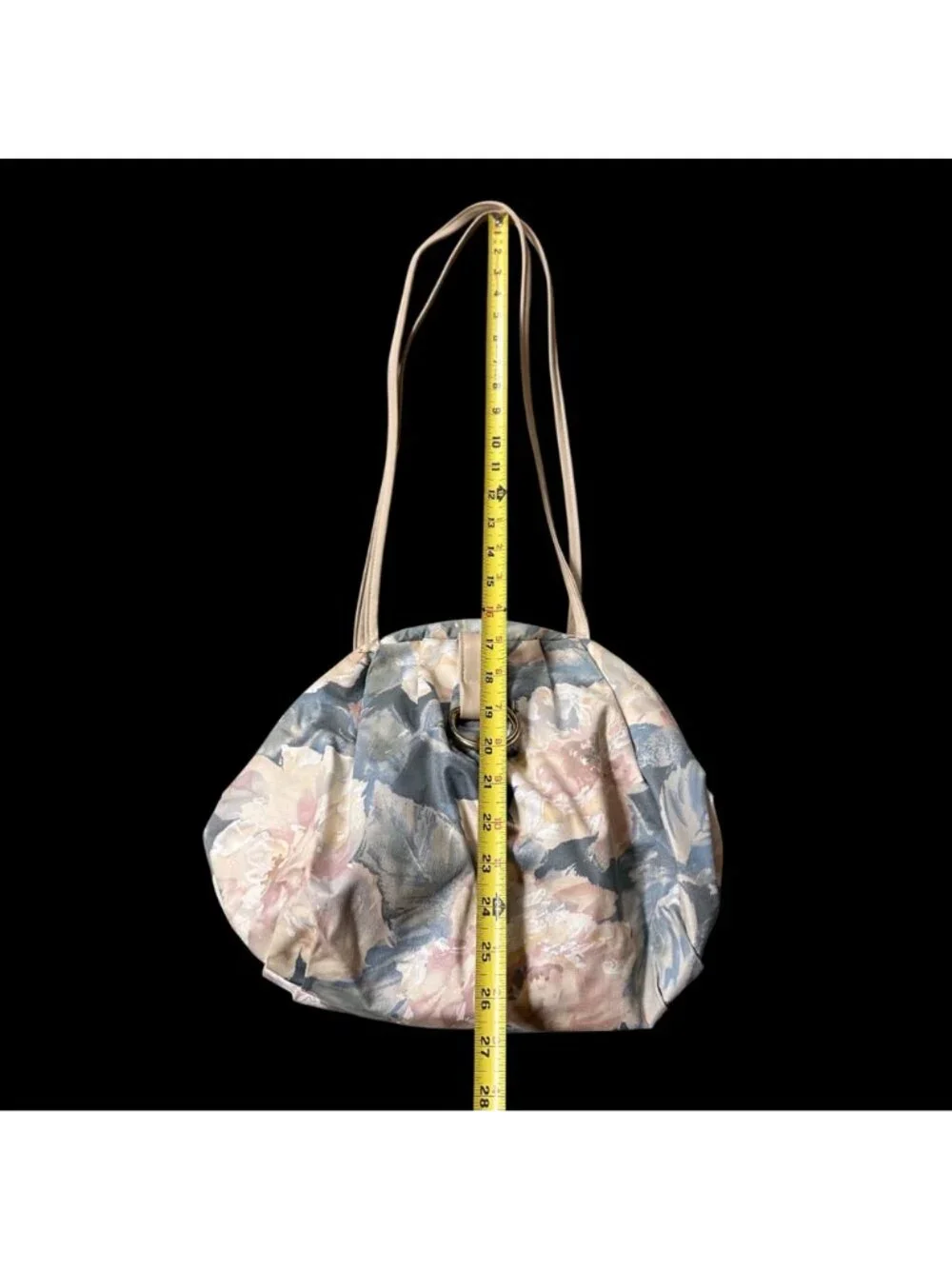 Vintage Floral Shoulder Bag Purse 1980s Pastel Blue Pink Retro Fashion Accessory - Picture 11 of 12